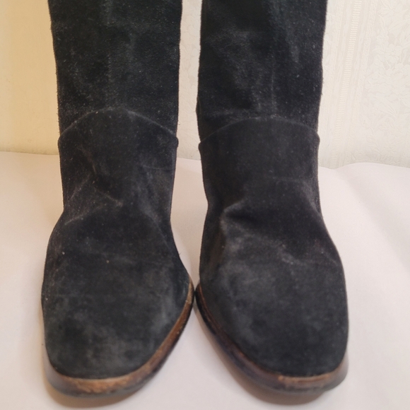 Joyce California Vintage Black Suede Knee High Boots Size 8.5 Tall Heel - Picture 4 of 11